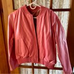 NWOT Knoles & Carter Leather Bomber Jacket Women’s XL Pink Lining Vest READ Photo 1