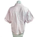 ZARA  Women's Pink Black Pinstriped Short Sleeve Button Down Shirt Top Size M Photo 1