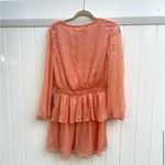 NSR Nordstrom Tyler Metallic Long Sleeve Clip Dot Mini Dress Orange Peach M Size M Photo 4