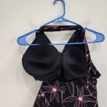 Eddie Bauer Floral Ruched Shaping One-Piece Swimsuit Black Criss Cross Back XL Photo 7