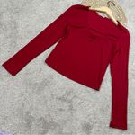 Reformation Leland Knit Top Longsleeve V-Neck Dark Romantic in Sangre Red Size M Photo 3