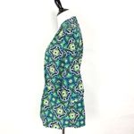 All For Color Womens Belted Tunic Top  Size S Green Geometric Print Floral NEW‎ Photo 2