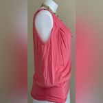 EXPRESS Pink Sleeveless Tunic Cowl Neck Ruching Top Key Hole In The Back Sz PS Photo 4