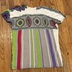 Etro Milano silk blend short sleeve paisley spring multicolor stripe knit top Green Size 4 Photo 5