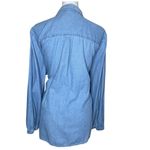 Terra And Sky Women's Stonewash Denim Chambray Pleated Top Shirt Plus Size 3X Blue Photo 2