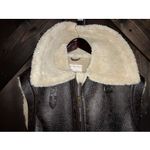 Free People  Dark Brown Vegan Leather, Shepherd, Moto Bomber Vest‎ Women's Xs Photo 2
