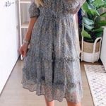 Anthropologie  Kira Off the Shoulder Peasant Midi Dress Floral Metallic Sz 4 Photo 3