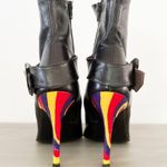 Paloma Barcelo Black Leather Colorful Heel Ankle Buckle Contemporary Boots 39 Size 8 Photo 4
