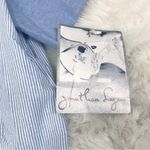 VINTAGE Deadstock 80s 90s Cropped Button Down Shirt Tie Waist‎ Boxy Size XL New Blue Photo 4