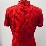 Vintage 90s Qipao Cheongsam Maxi Dress Layered Bodice High Neck Floral Red Black Size 10 Photo 10