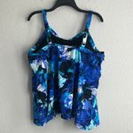 Swim Solutions Women’s Plus Floral Underwire Tankini Swim Top, NWT, Size 16W Blue Photo 4