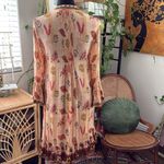 ZARA Earth Tone Ethnic Print Long Sleeve Ruffle Hem Dress Photo 1