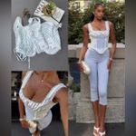 House Of CB  Petra Blue Striped Corset Top size L NWOT $149 Photo 4