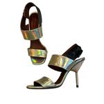 Missoni Shiny Gold with Black Buckle Slingback Sandals, Sz 37 Photo 0