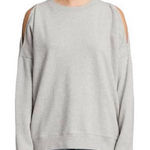 ALLSAINTS  Women’s Unai Sweatshirt Gray Heather Cold Shoulder Cotton Size M Photo 0
