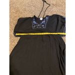 Blue Rain Floral Embroidered Dress Womens Sz XS Bat Sleeve Boho Fringe V Neck Photo 11