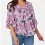 Haute Hippie  Tribe Ivy 3/4 Sleeve Blouse Purple pastel butterfly sleeves Photo 1