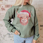 GRACE LILLY BOUTIQUE Christmas Cow Sweatshirt Green Size M Photo 0