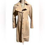 Jennyfer J 100% Leather Long Tan Belted Trench Coat Women size 10 Photo 1