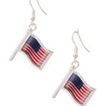Handmade American Flag Earrings Patriotic Labor Day  July 4th Veterans Memorial P… Photo 3