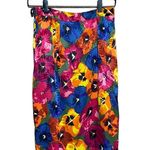 Vintage 100% Silk Floral Pencil Skirt Size 8 Blue Photo 0