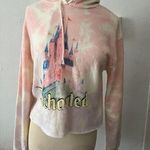 Disney  Ella Enchanted princess pink tie dye drawstring hoodie cropped sweater M Photo 0