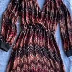 Parker Veronica Silk Mini Dress Women's Sz S Sparkly Red Dark Romantic Western Photo 3