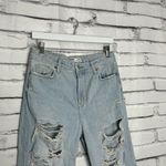 Bershka Straight Leg Boyfriend Jeans Light Wash High Rise Women’s 26 Raw Hem Y2K Photo 2