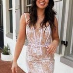 For Love & Lemons  Cheyenne Nude Lace Bodice Corset Mini Dress Ivory Small Photo 0