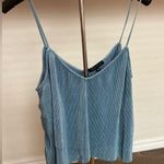 Kendall + Kylie Ribbed Crop Top – Blue Spaghetti Strap Babe Vibes | Size L Photo 0