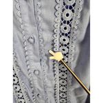 AQUA  Women's Crochet Trim Long Sleeve Button‎ Down Shirt - Blue Photo 5