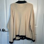 Found Sima Contrast Collar Knitted Cardigan Sweater Sz XL Cream Black Unisex Photo 6