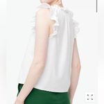 J.Crew Factory Ruffle Sleeve Clip-Dot Sleeveless Top Small Women’s White GUC. Photo 5