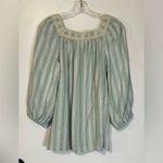 LC Lauren Conrad  3/4 Sleeve Square Neck‎ Top Blue Stripe Lace Trim Pullover Med Photo 1