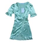 Hill House  The Nima Dress 100% Silk Mint Wrap Mini Dress | U.S. Woman’s XSmall Photo 1