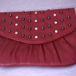 Brick Red Studded Envelope Clutch | Rhinestone Embellished | Large Evening Bag Photo 0