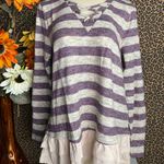 Doe & Rae ✅3/$30✅ NWT  Grape Striped Long Sleeve Lace Up Ruffle BabyDoll Top | SMALL | Photo 0