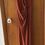Orange Ruched Spaghetti Strap Maxi Gown Size 6 Photo 0