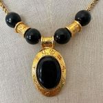 Liz Claiborne black and gold tone vintage pendant necklace Photo 1