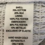 White House | Black Market WHBM Embroidered Tiered Skirt White Gold M Cotton Silk S Photo 8