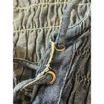 VTG Y2K 90s Blue Crinkle Denim Look Lace Up Shirt 2X Textured Stretch Top 2X Photo 11