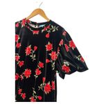 Draper James Dress Womens 2XL Black Red Floral Velvet Bubble Sleeve Cocktail Photo 7