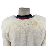 Lavender Brown  Cream Ivory Faux Fur Bomber Jacket Green‎ Red Trim Size XS Photo 6