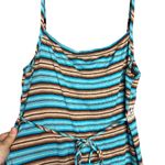 Cato Y2K Tank Top Size L Stripe Lace Strappy Turquoise Cream Brown Photo 5