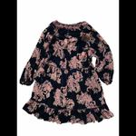 ZARA  Eileen Dress Womens‎ Medium Black Floral Velvet Ruffle Trim 3/4 Puff NWT Photo 1