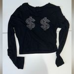 SheIn Black Rhinestone Dollar Blouse Photo 1