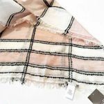 J Jill Lightweight‎ Rectangle Scarf Wrap Cotton Blend Pale Pink Black White NWT Photo 1