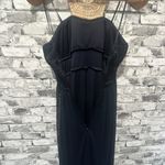 EUC City Studio Navy Halter Maxi Dress Beaded Pearl Neck Line Size 3 Blue Photo 3