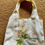 Cottagecore Slouchy Bag with Wood Anemone – White Beige Shoulder Tote Photo 0