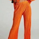 Showpo Beca Plisse Pants Flared Pleated Bright Orange Sz 4 Photo 0